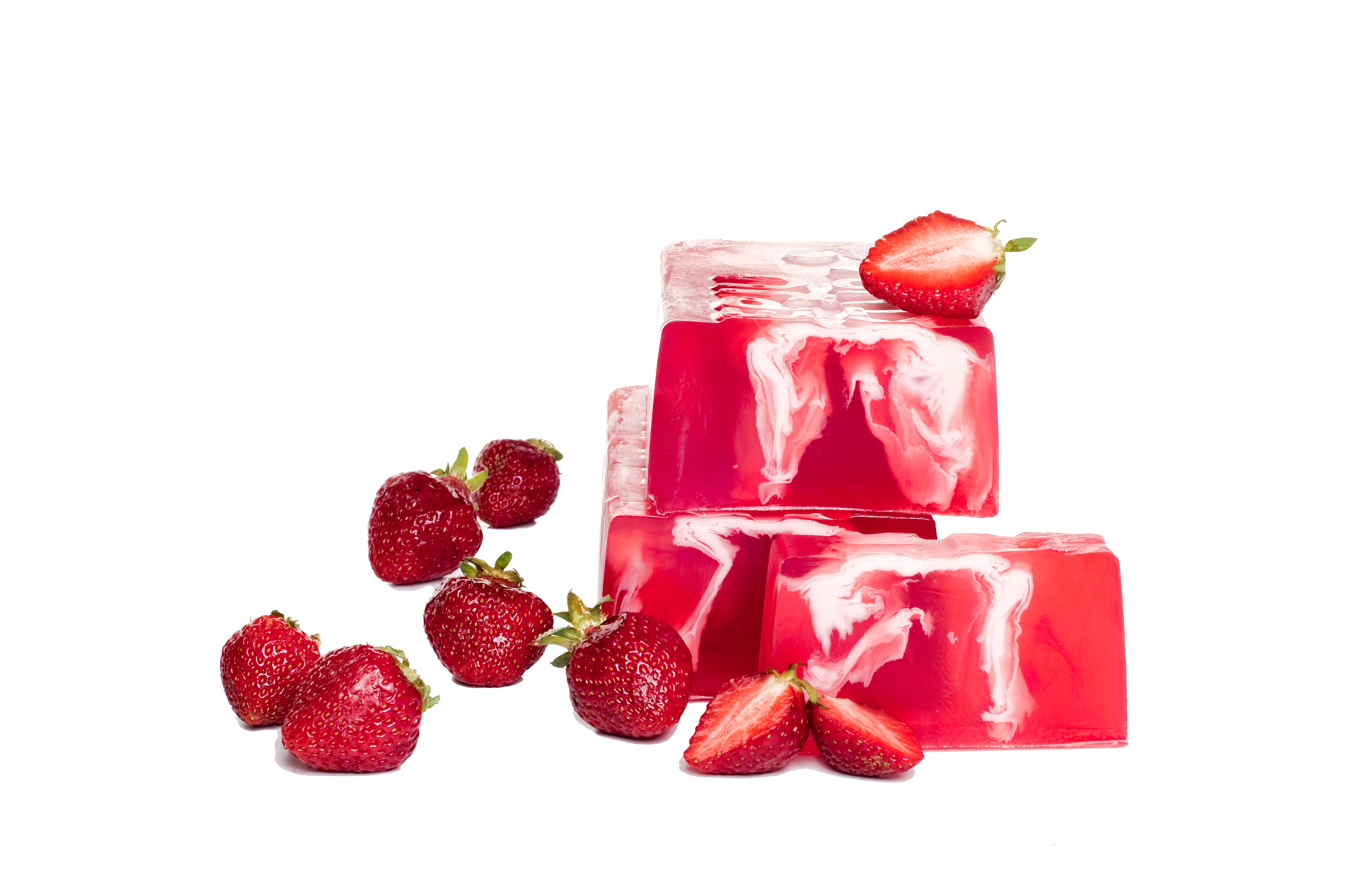 Cremeseife Erdbeeren mit Kokosnuss-und Mandelcreme